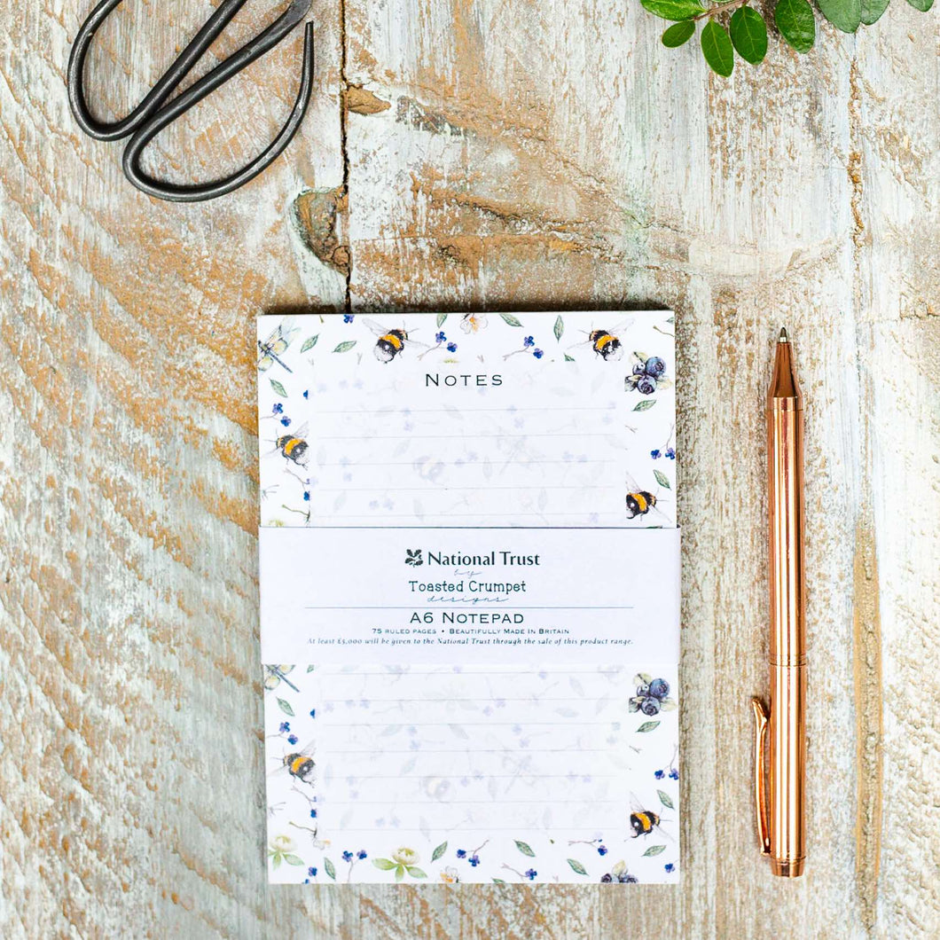 Bees & wildflowers A6 jotter notepad