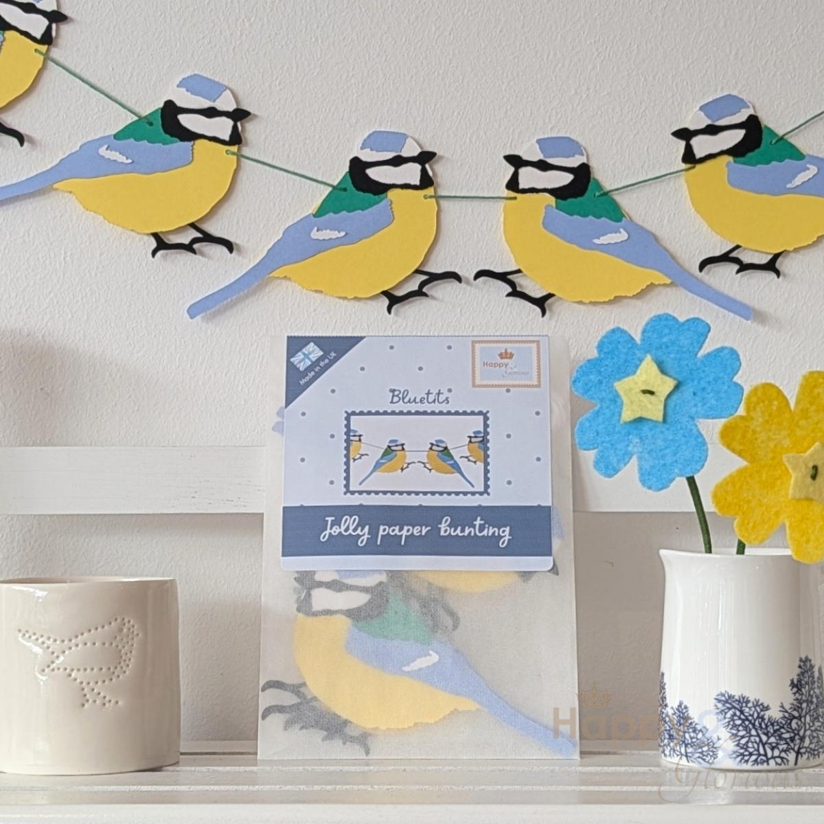 Jolly paper bunting - Bluetits