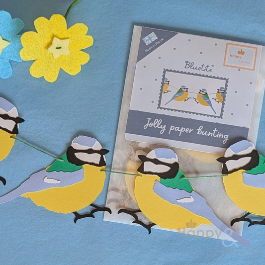 Jolly paper bunting - Bluetits