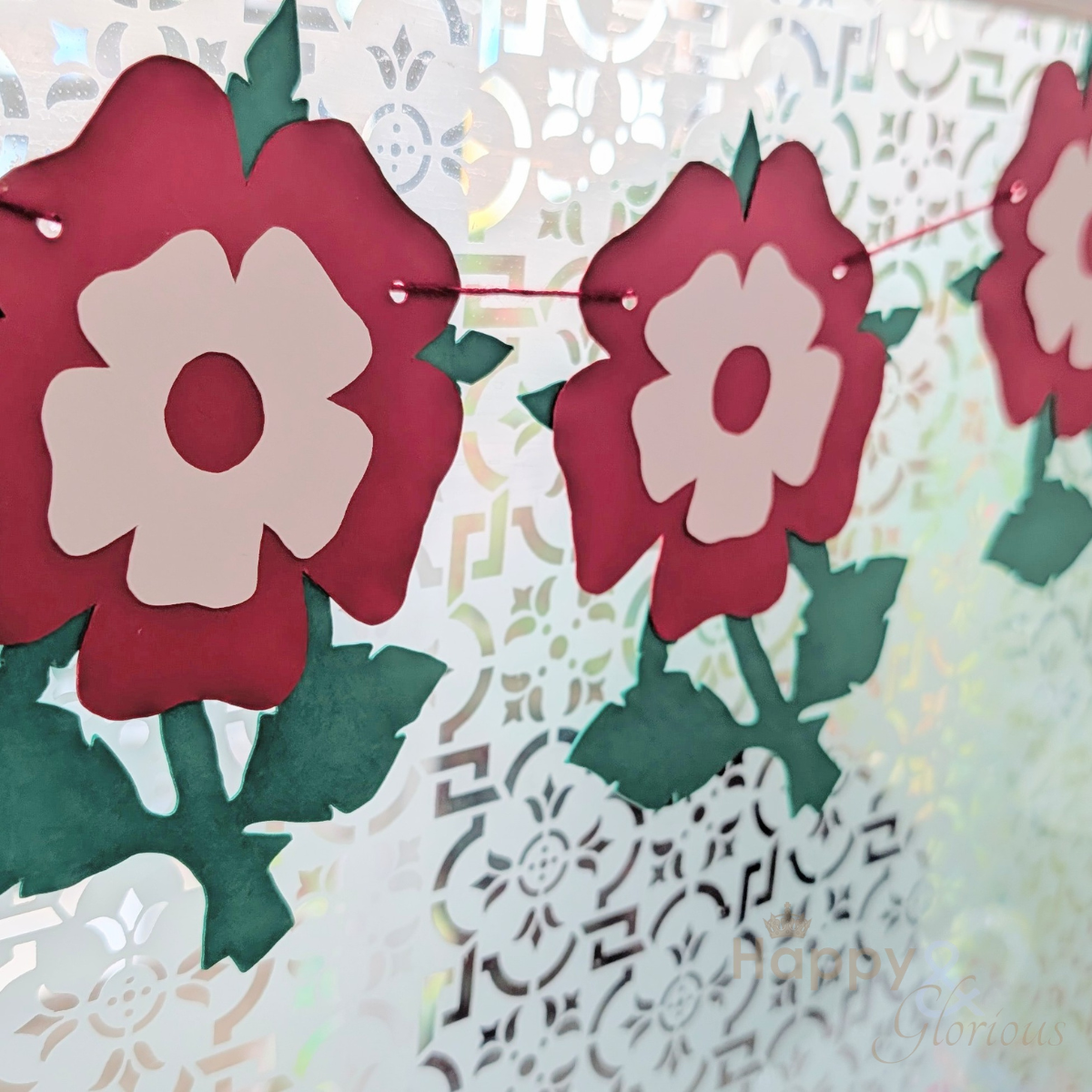 English roses jolly paper bunting - handmade party decoration | UK made