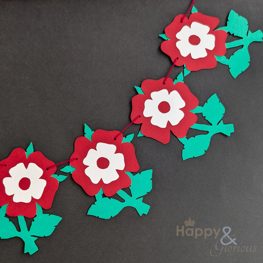 English roses jolly paper bunting - handmade party decoration | UK made