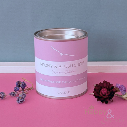 Peony and blush suede natural wax candle