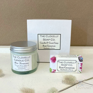 Rose Geranium candle & guest soap gift set