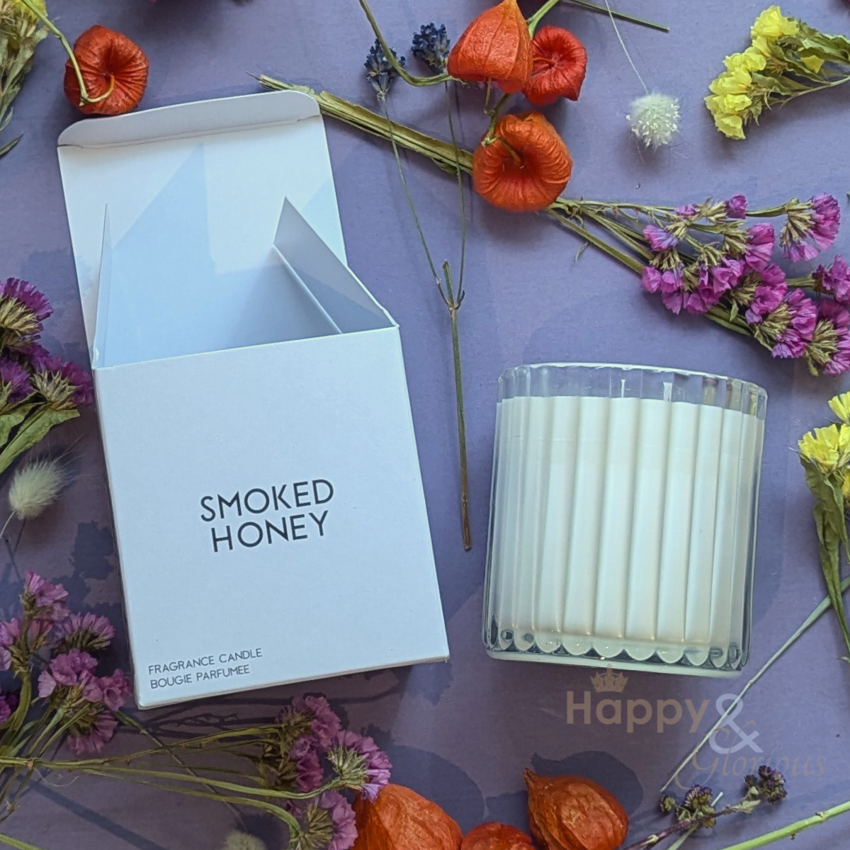 Smoked honey soy wax scented candle
