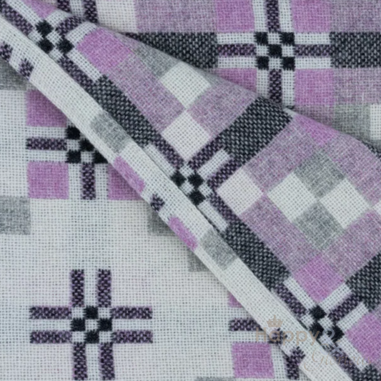 Grey & lilac Lelog St David's Cross lambswool throw by Melin Tregwynt