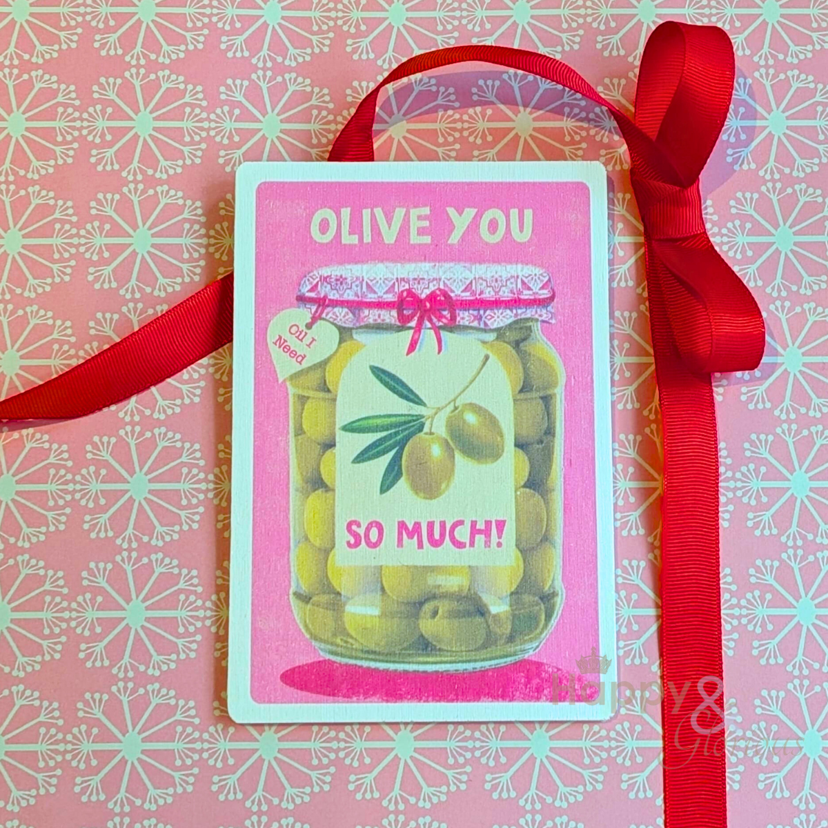Olive you so much wooden postcard