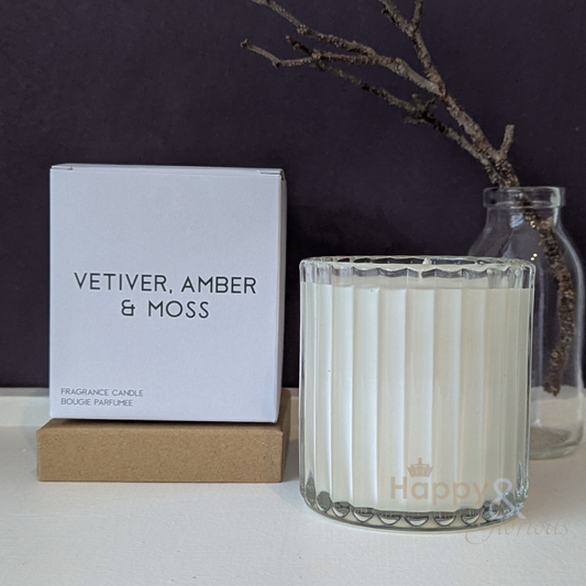 Vetiver, amber & moss soy wax scented candle