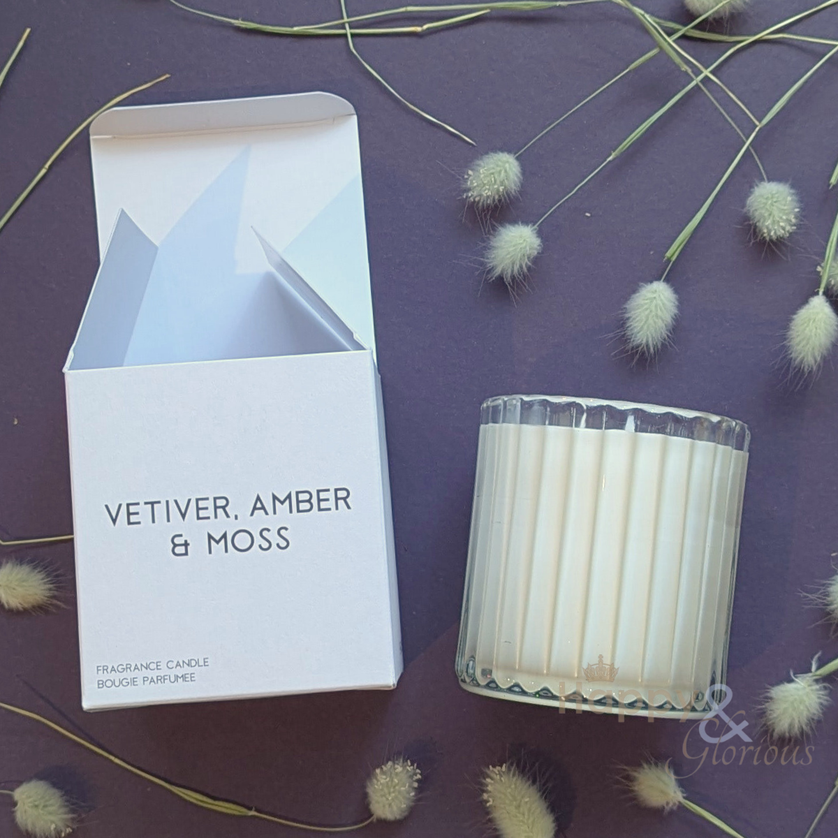 Vetiver, amber & moss soy wax scented candle