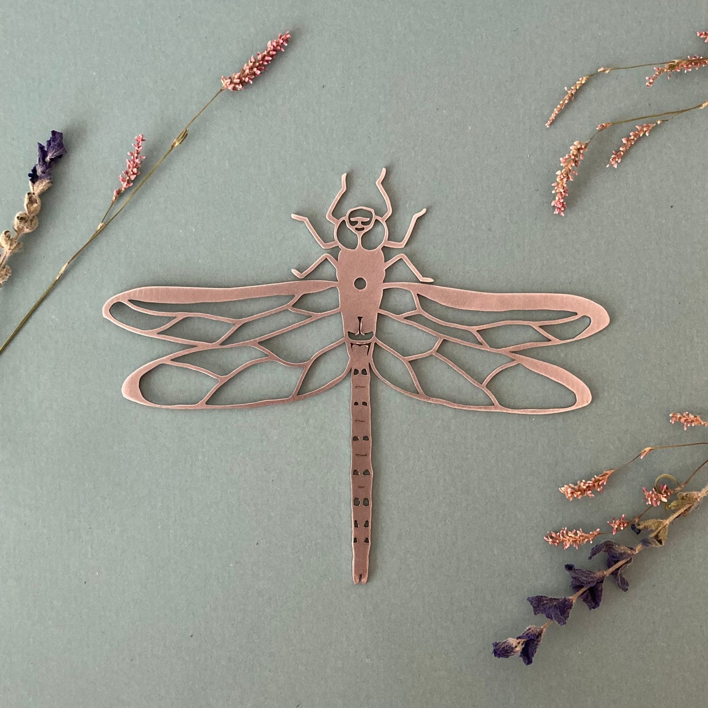 Steel dragonfly silhouette garden art