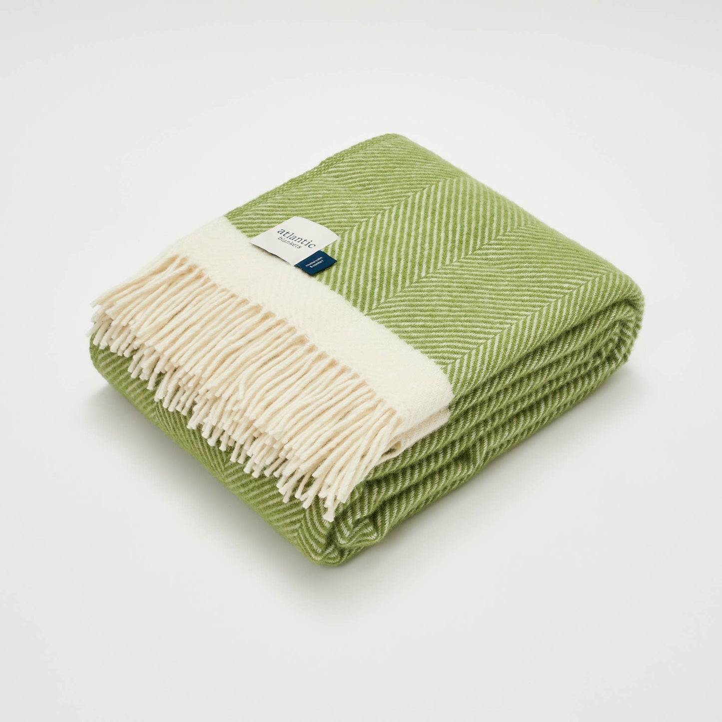 Kelp green herringbone wool blanket