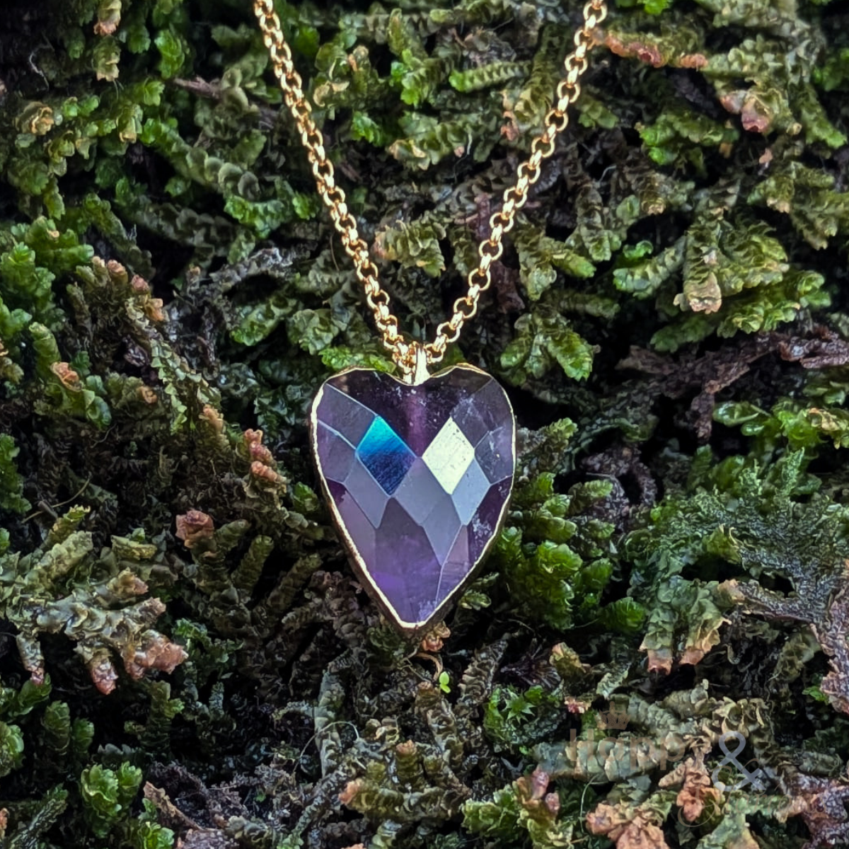 Amethyst heart gold plated necklace