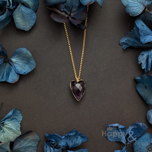 Amethyst heart gold plated necklace