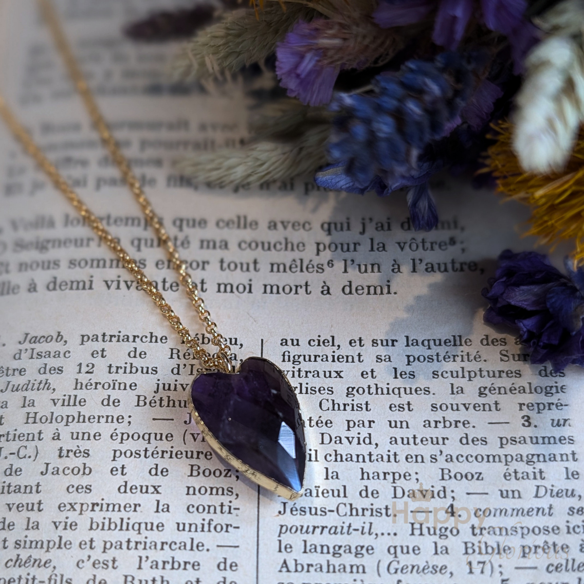 Amethyst heart gold plated necklace