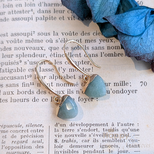 Aventurine heart gold plated earrings