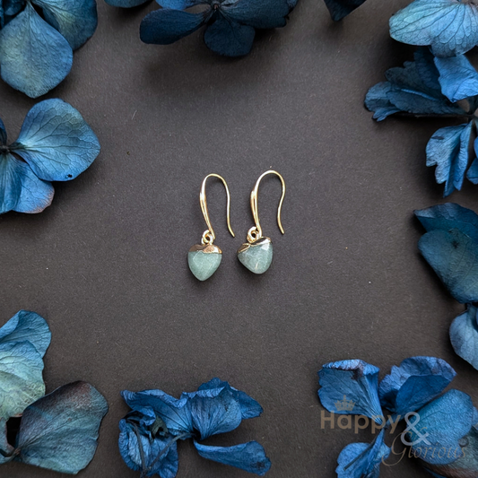 Aventurine heart gold plated earrings