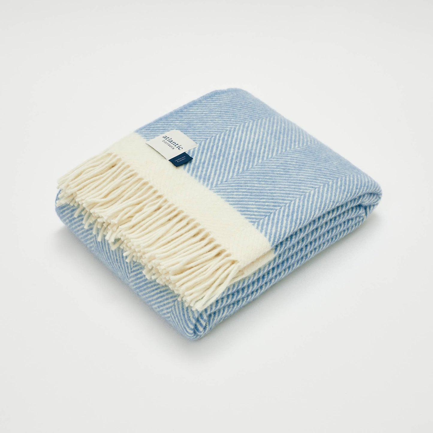 Dusky blue herringbone wool blanket
