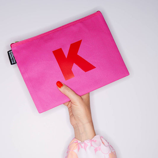 Monogram purse - pink with red initial