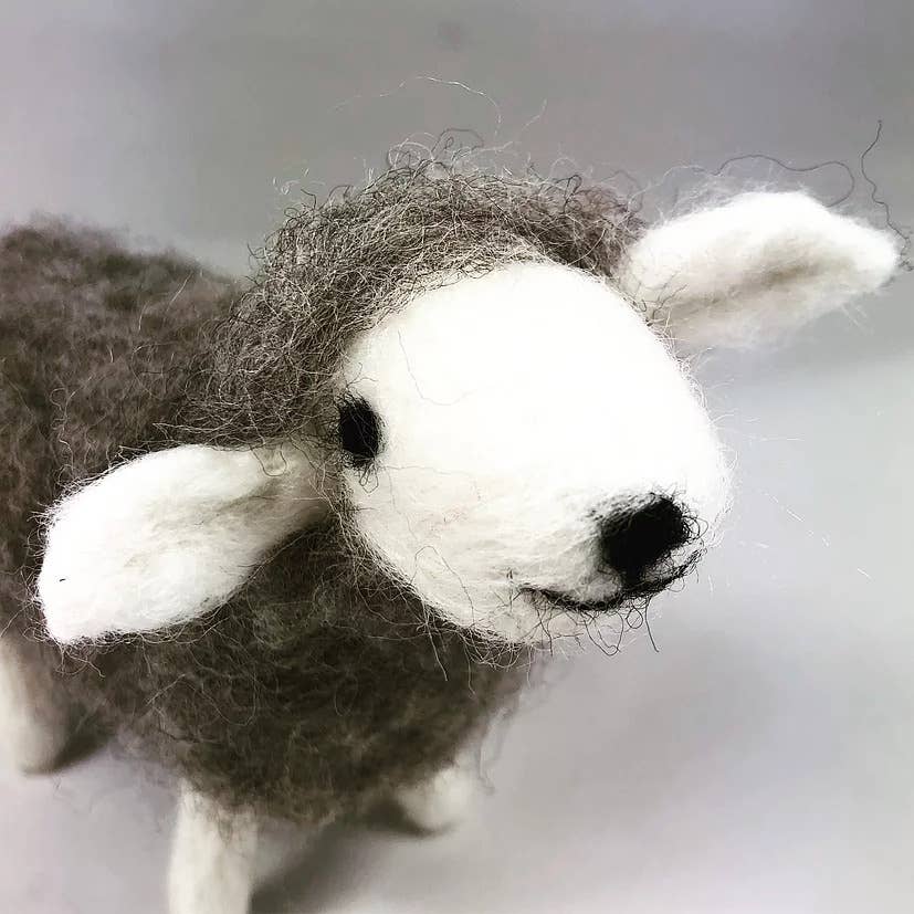 Grey sheep needle felting kit | UK made craft kit