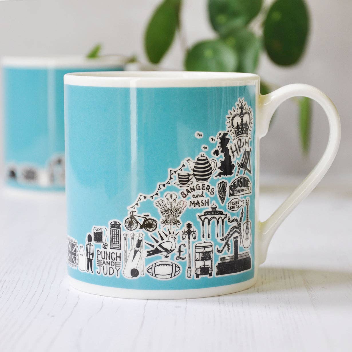 British icons light blue mug