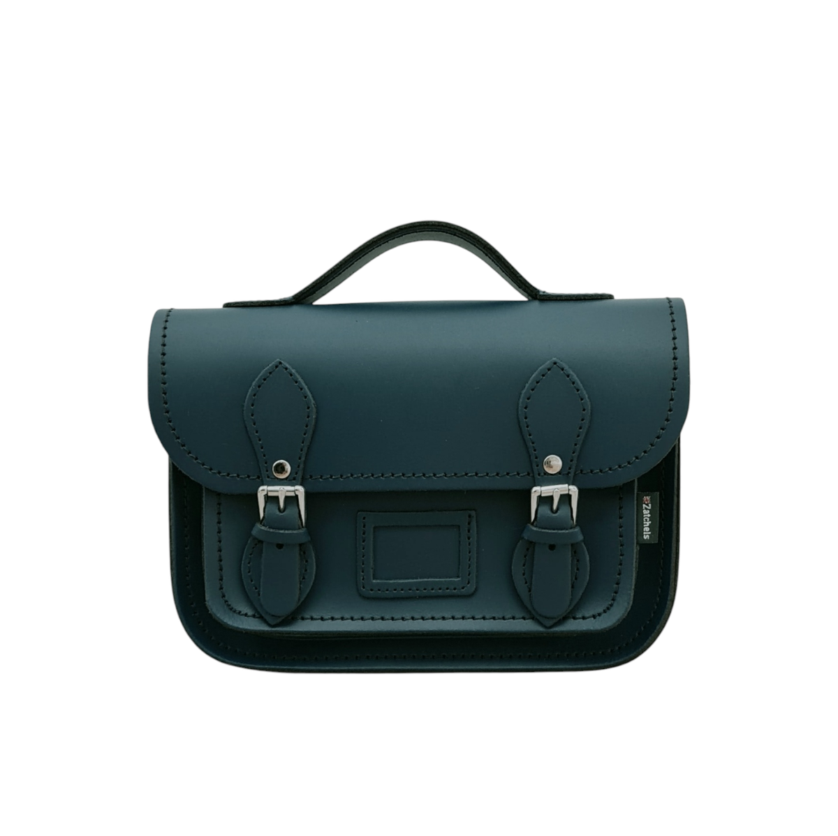 Handmade pine green leather midi satchel