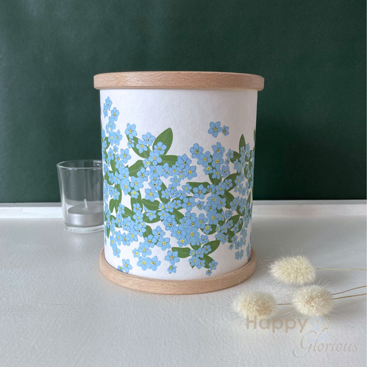 Forget me nots parchment candle cover