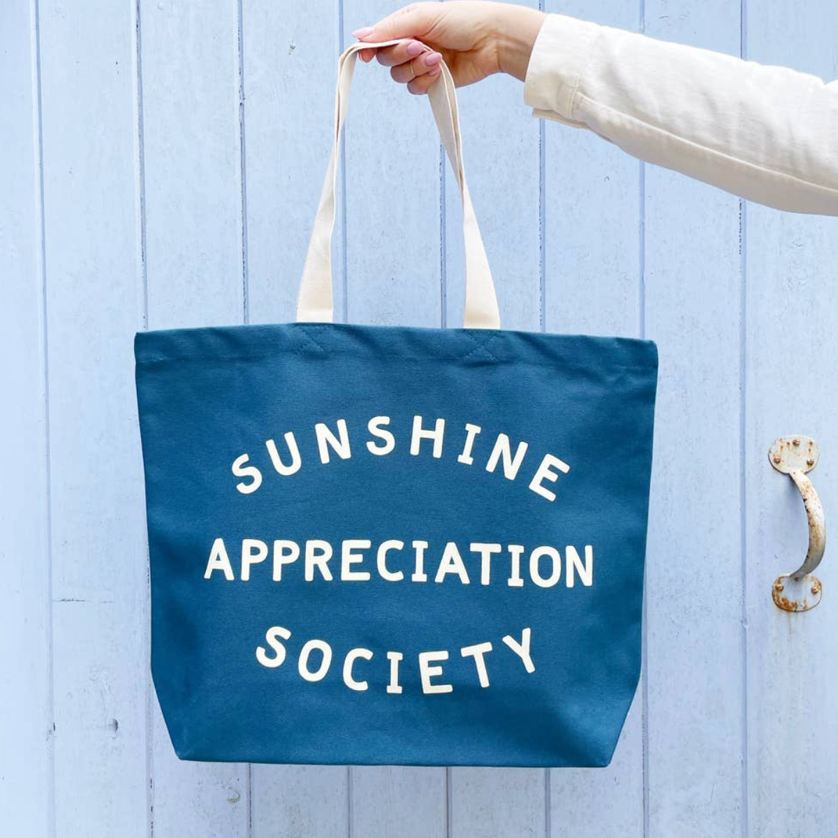 Blue sunshine appreciation society canvas tote bag