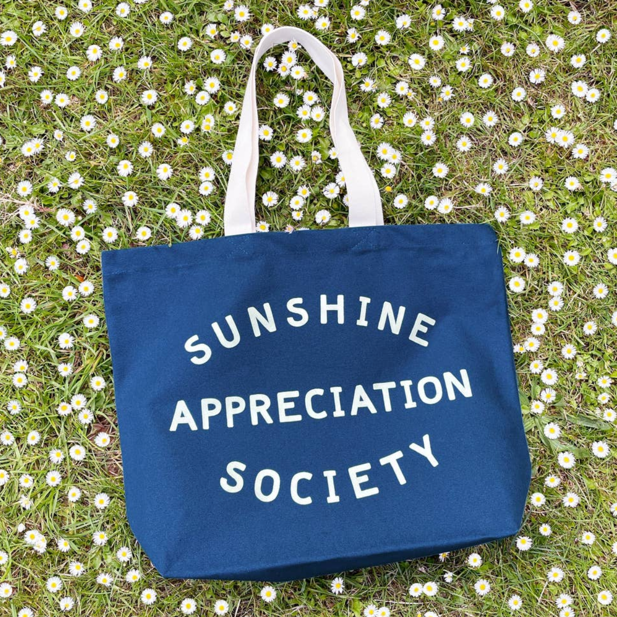 Blue sunshine appreciation society canvas tote bag