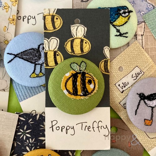 Embroidered bee brooch