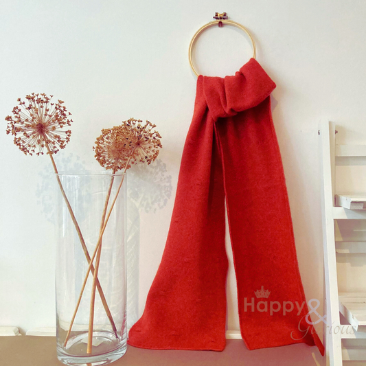 Burnt orange felted merino wool scarf
