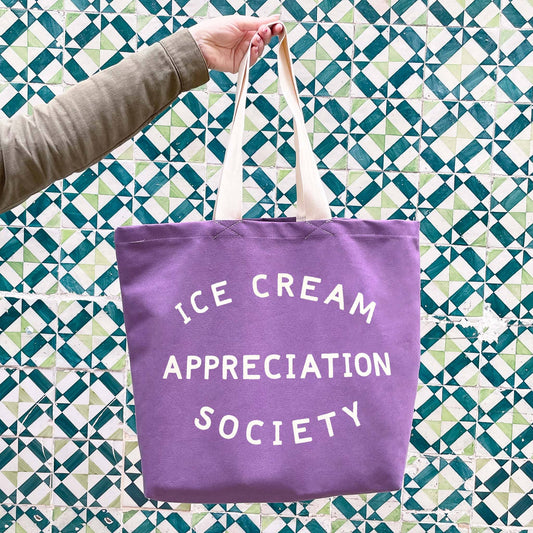 Lavender ice cream appreciation society canvas tote bag