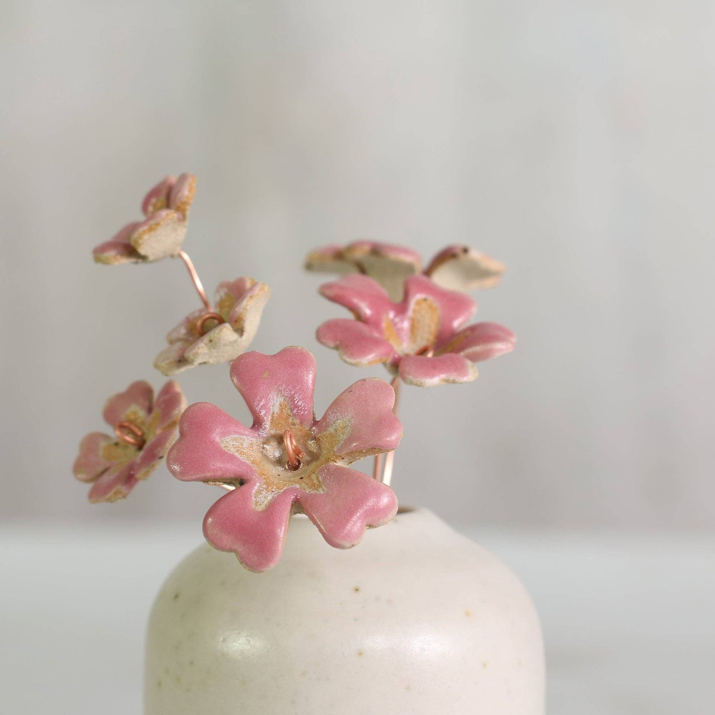 Pink primrose ceramic flower stems