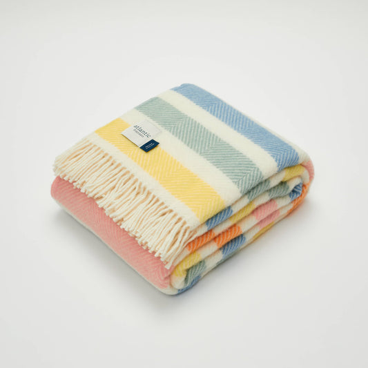 Candy stripe herringbone wool blanket
