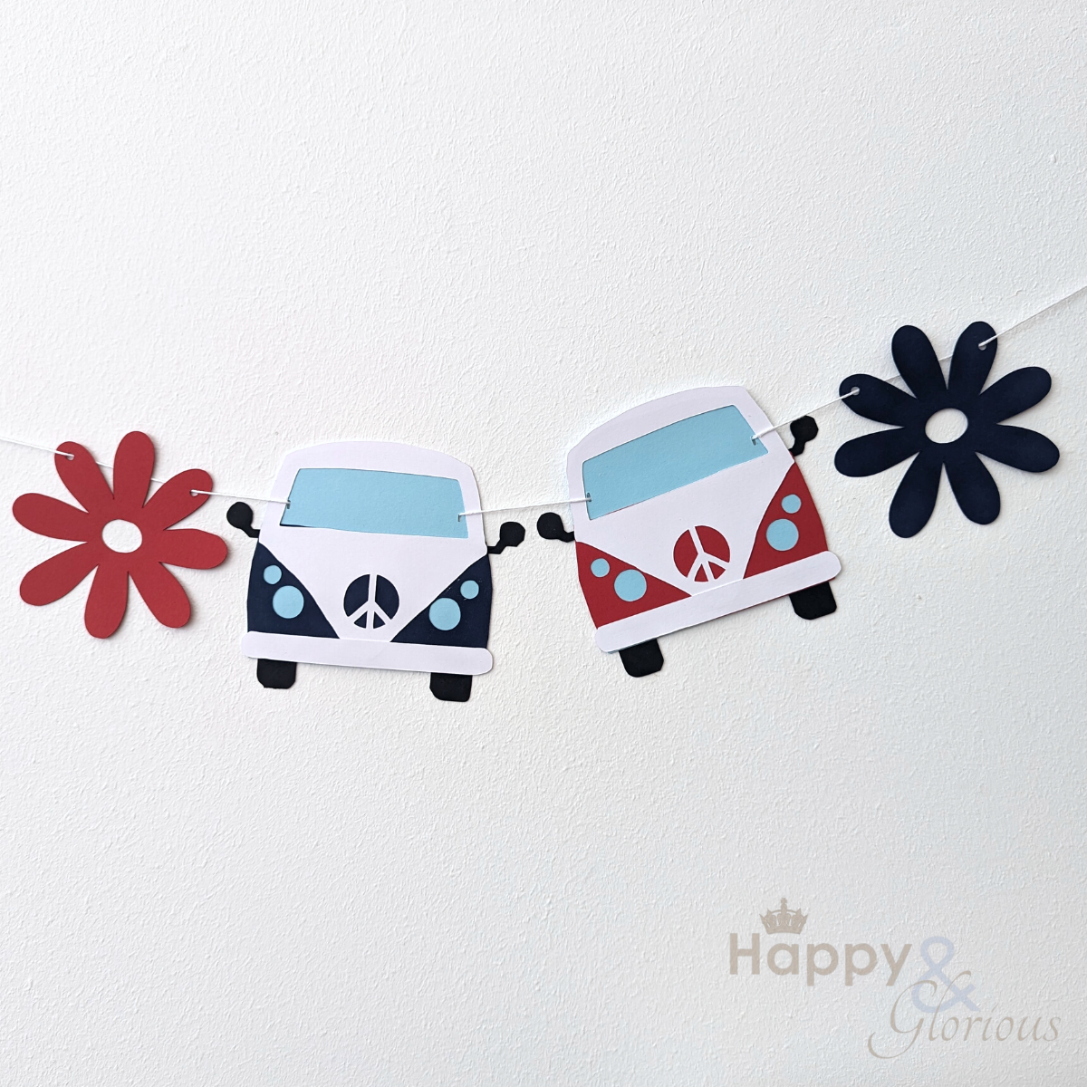 Jolly paper bunting - camper vans & flowers