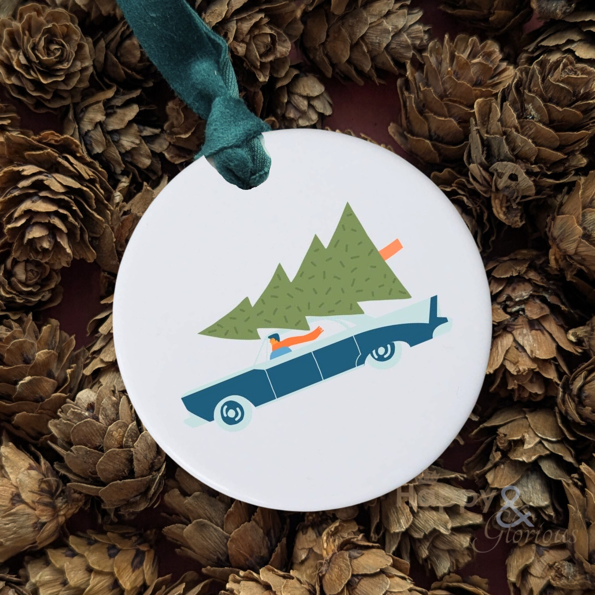 Christmas tree on car ceramic decoration