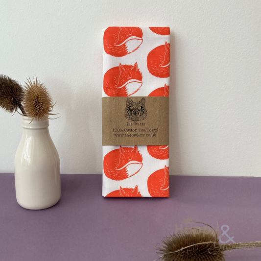 Fox print tea towel