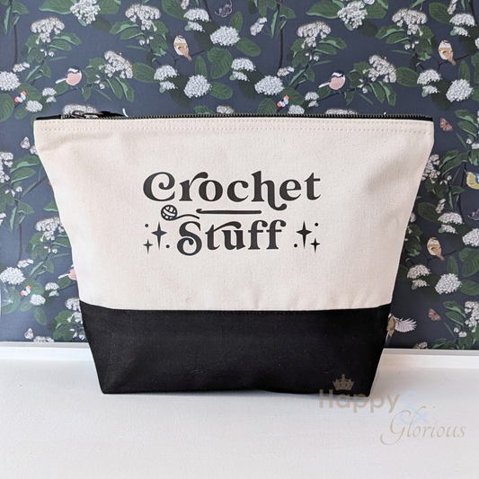 'Crochet stuff' cotton zip purse