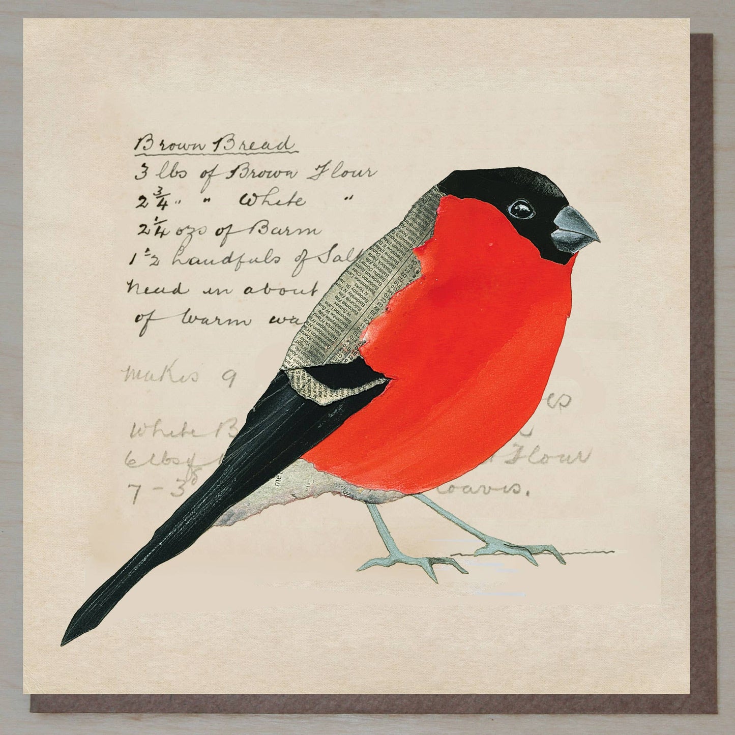 Bullfinch on recipe card