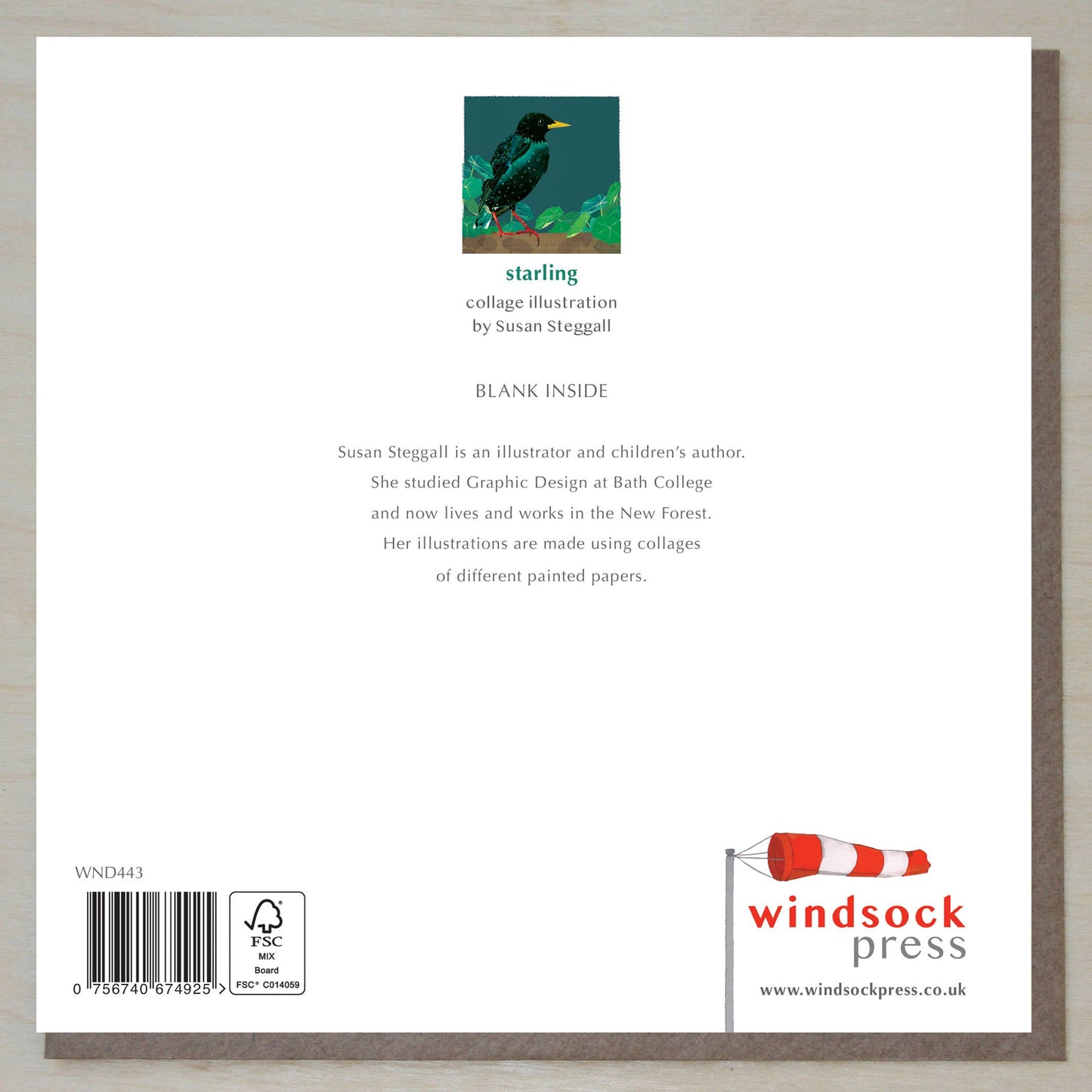 Starling with nasturtium leaves card
