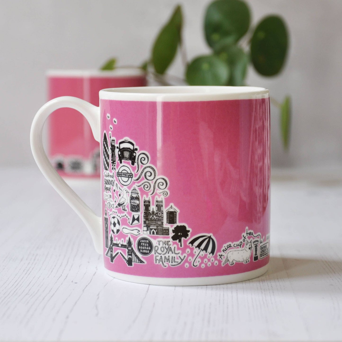 British icons sugar pink mug