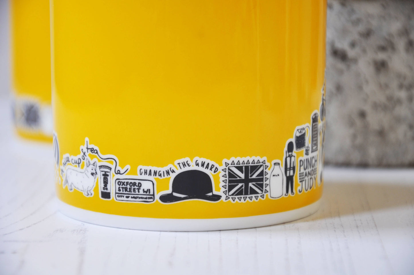 British icons sunshine yellow mug