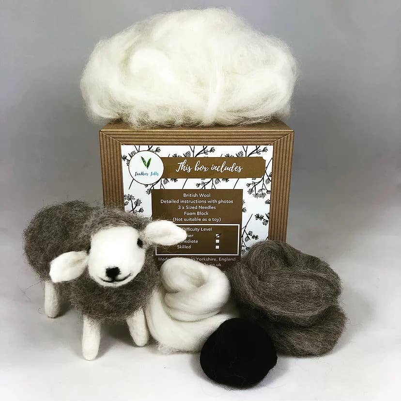 Grey sheep needle felting kit | UK made craft kit