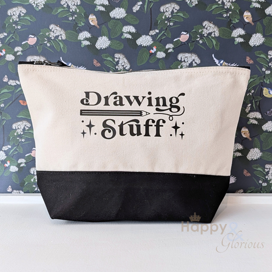 'Drawing stuff' cotton zip purse