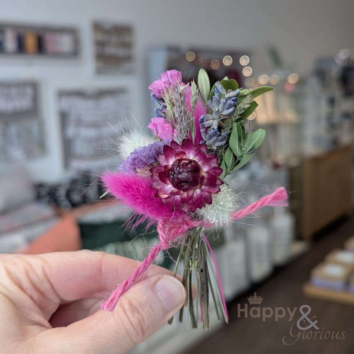 Tiny dried flower posy