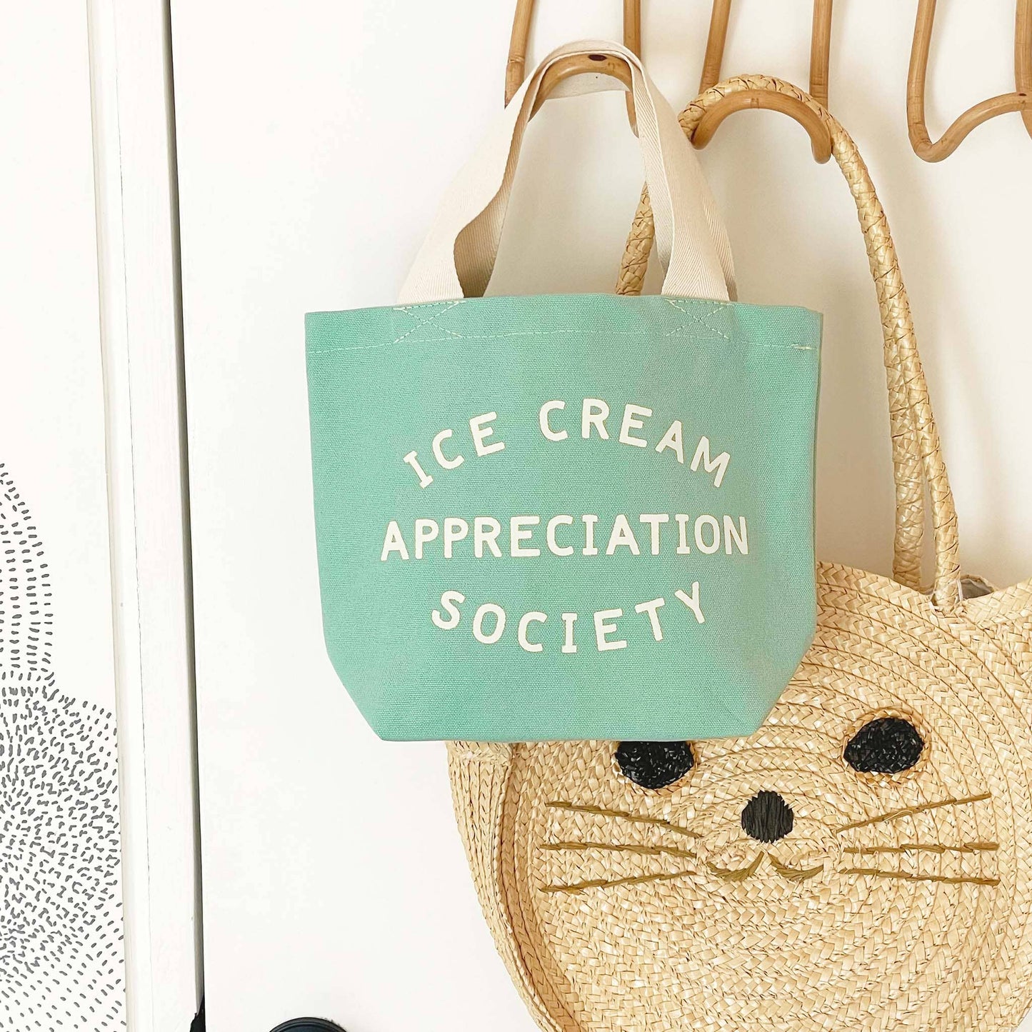 Little mint green ice cream appreciation society mini tote bag