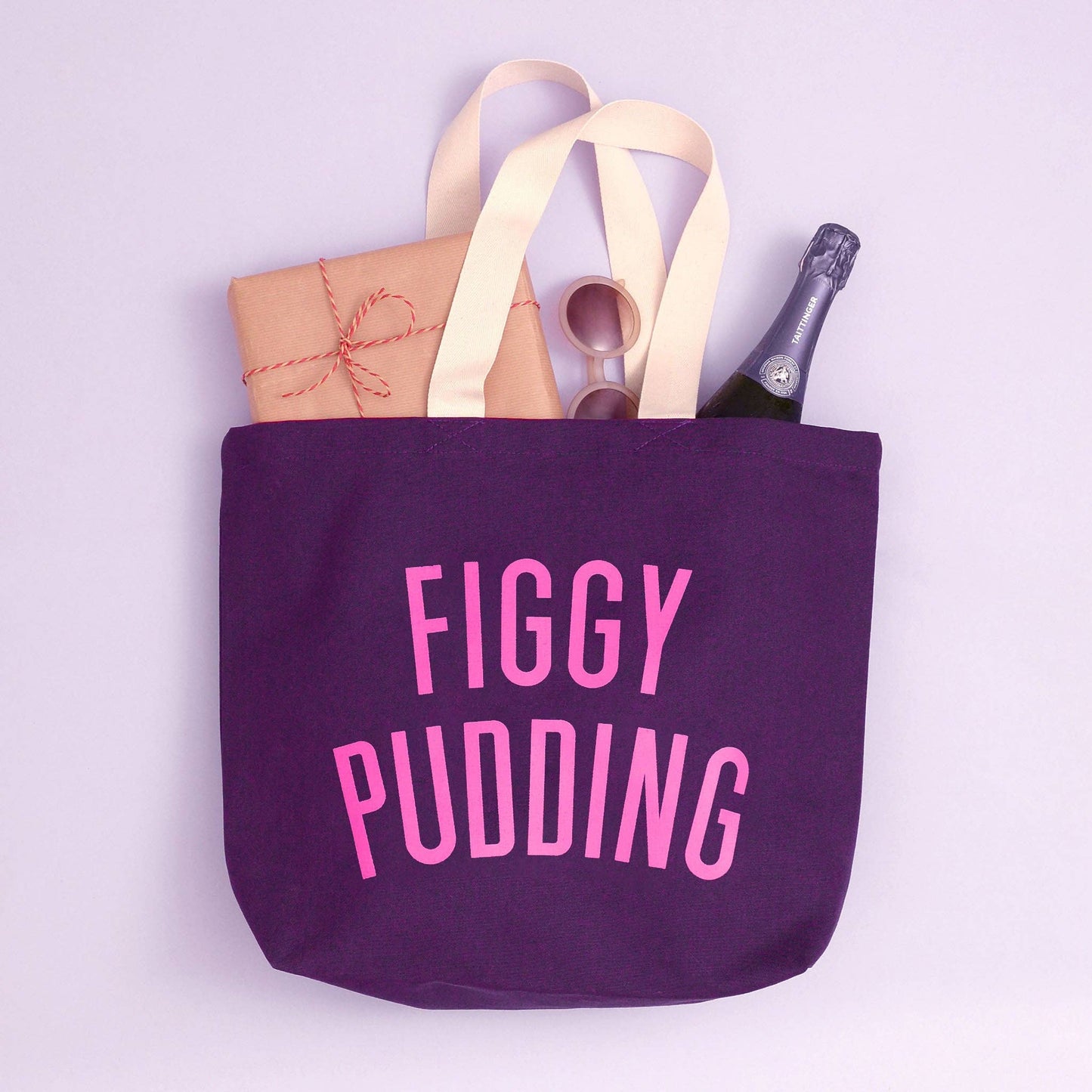 Figgy pudding purple tote bag