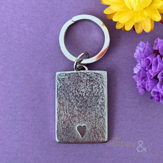 Pewter embossed heart keyring - handmade by Lancaster & Gibbings