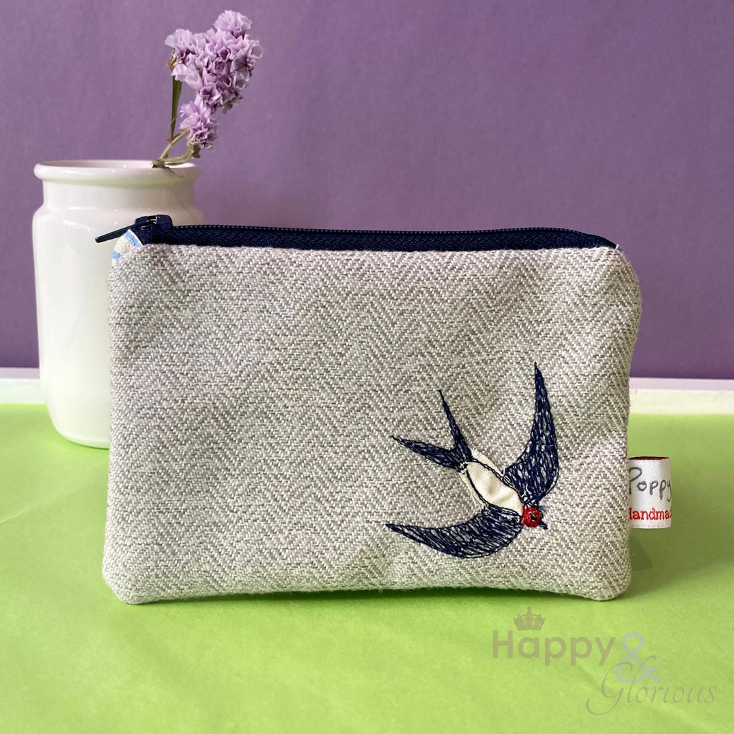 Embroidered swallow purse