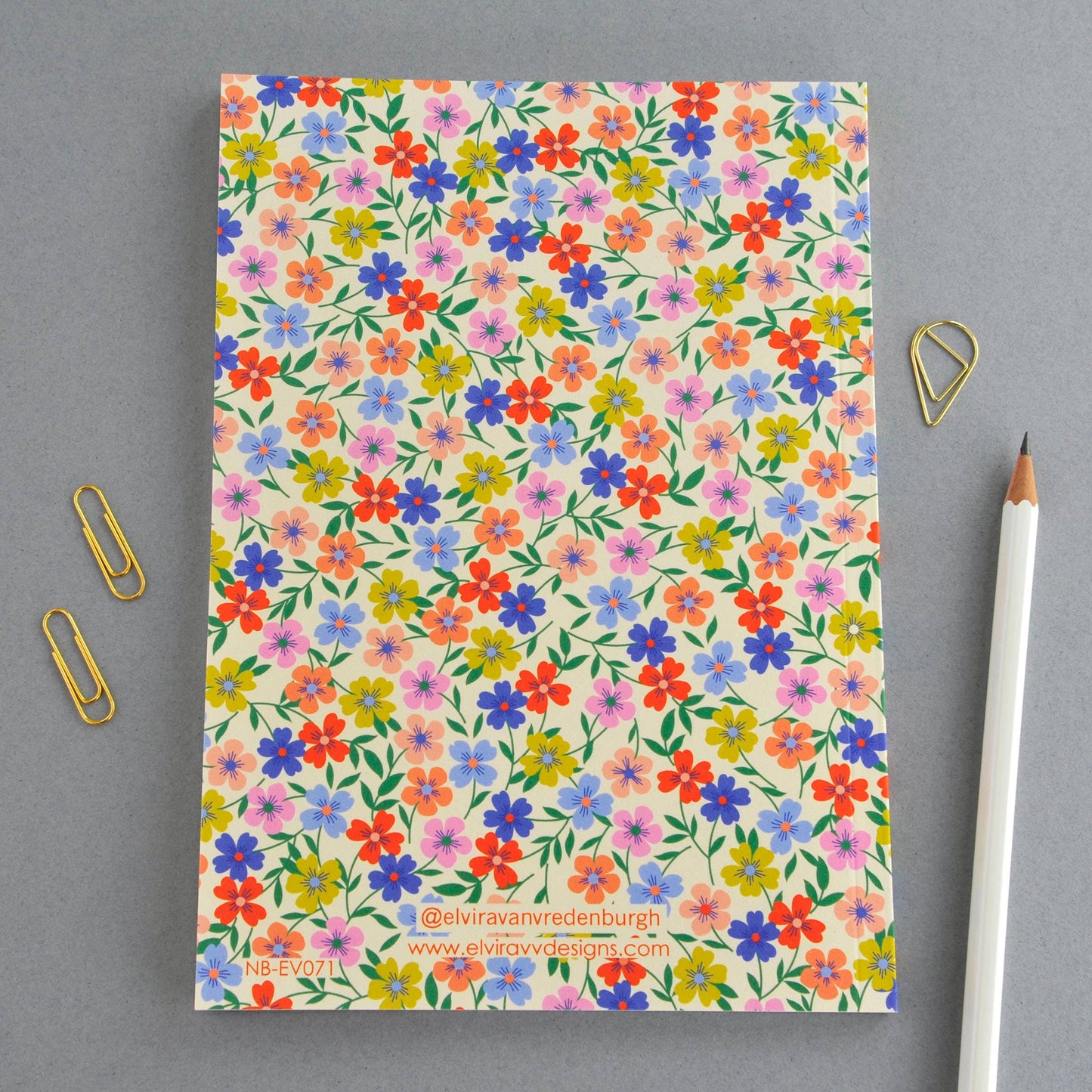 Colourful floral perfect bound A5 notebook