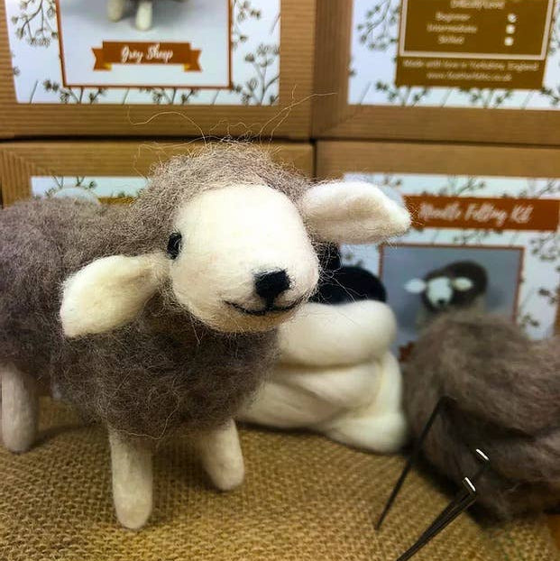 Grey sheep needle felting kit | UK made craft kit