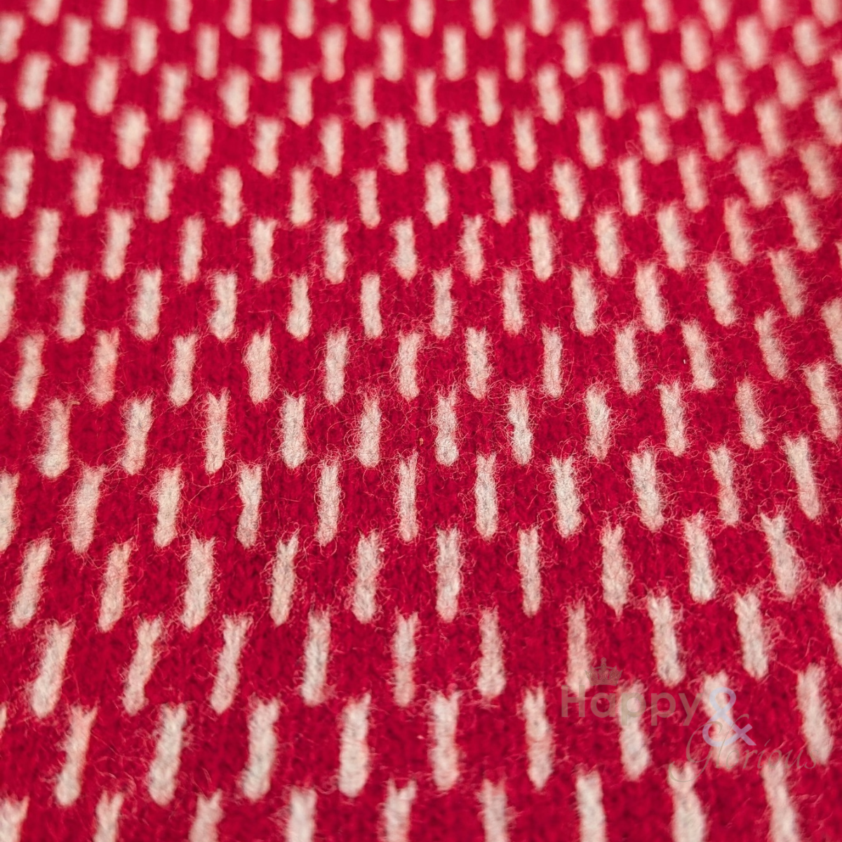 Cherry red geometric felted merino wool scarf